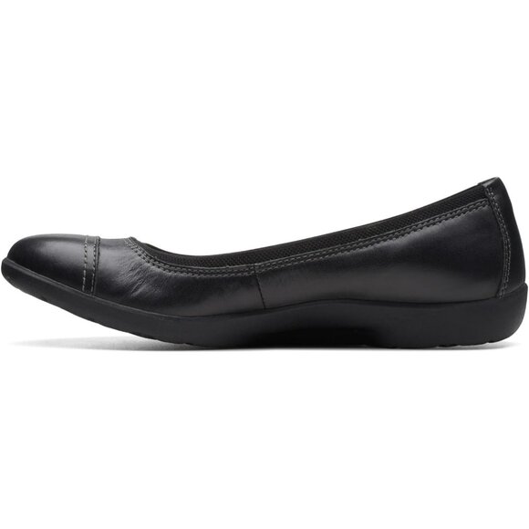 Clarks Womens Black Leather Closed Pointed Toe Meadow Opal Ballet Flat Shoes - Picture 6 of 9